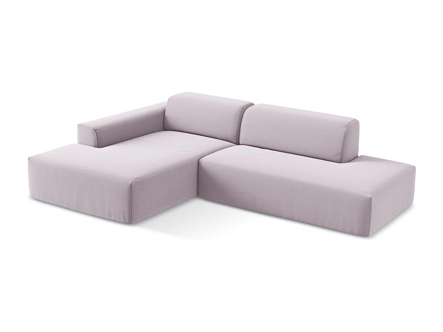 Canapé d'angle 3 places modulaire droit en velours - lavande - KELI