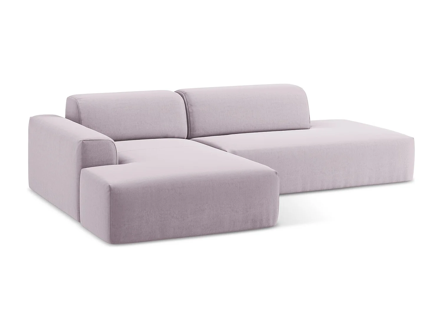Canapé d'angle 3 places modulaire droit en velours - lavande - KELI
