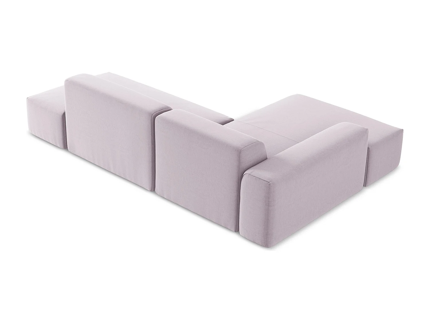 Canapé d'angle 3 places modulaire droit en velours - lavande - KELI