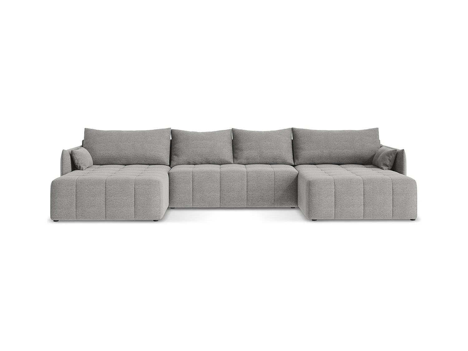 Sofa panoramiczna - z tkaniny bouclé - jasny szary - MOKU