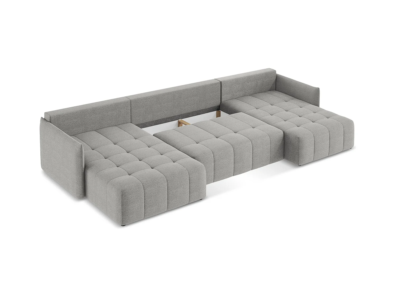 Sofa panoramiczna - z tkaniny bouclé - jasny szary - MOKU