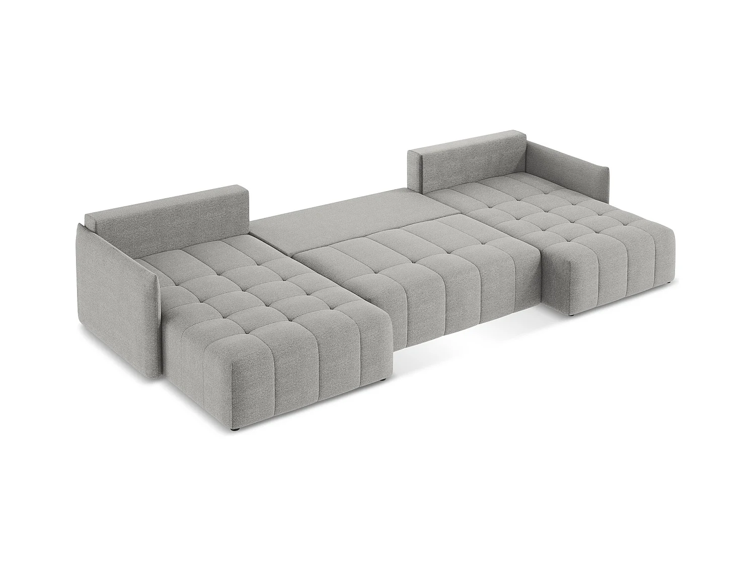 Sofa panoramiczna - z tkaniny bouclé - jasny szary - MOKU