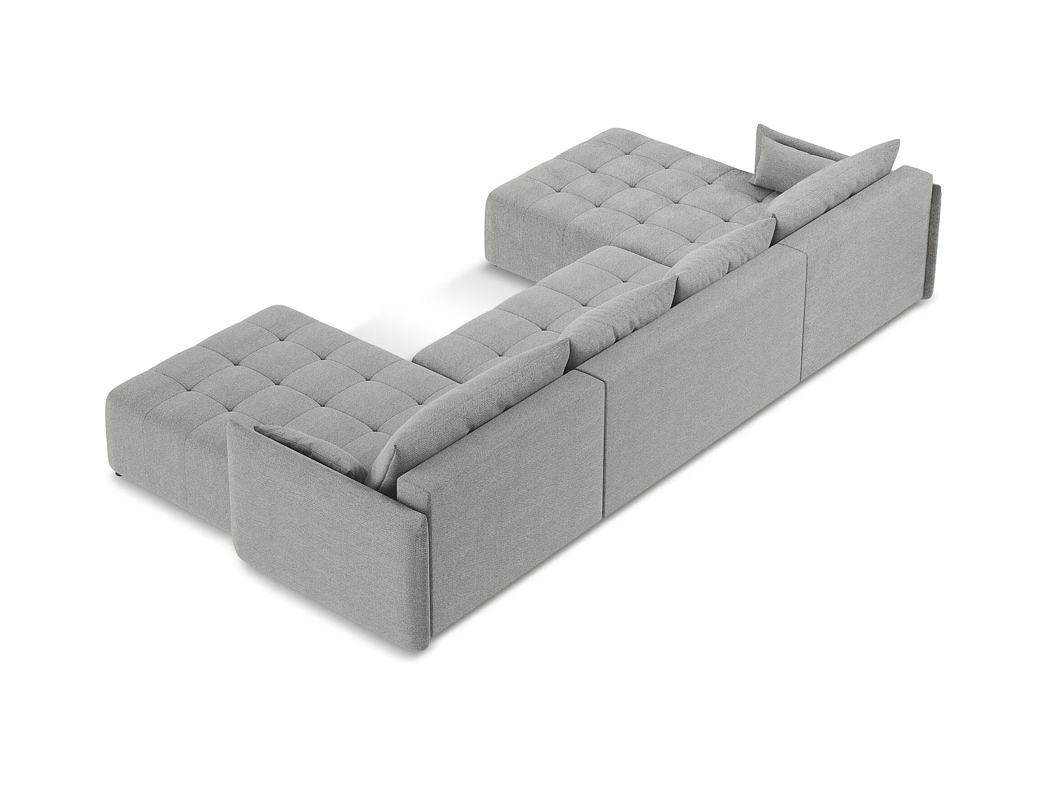 Sofa panoramiczna - z tkaniny bouclé - jasny szary - MOKU