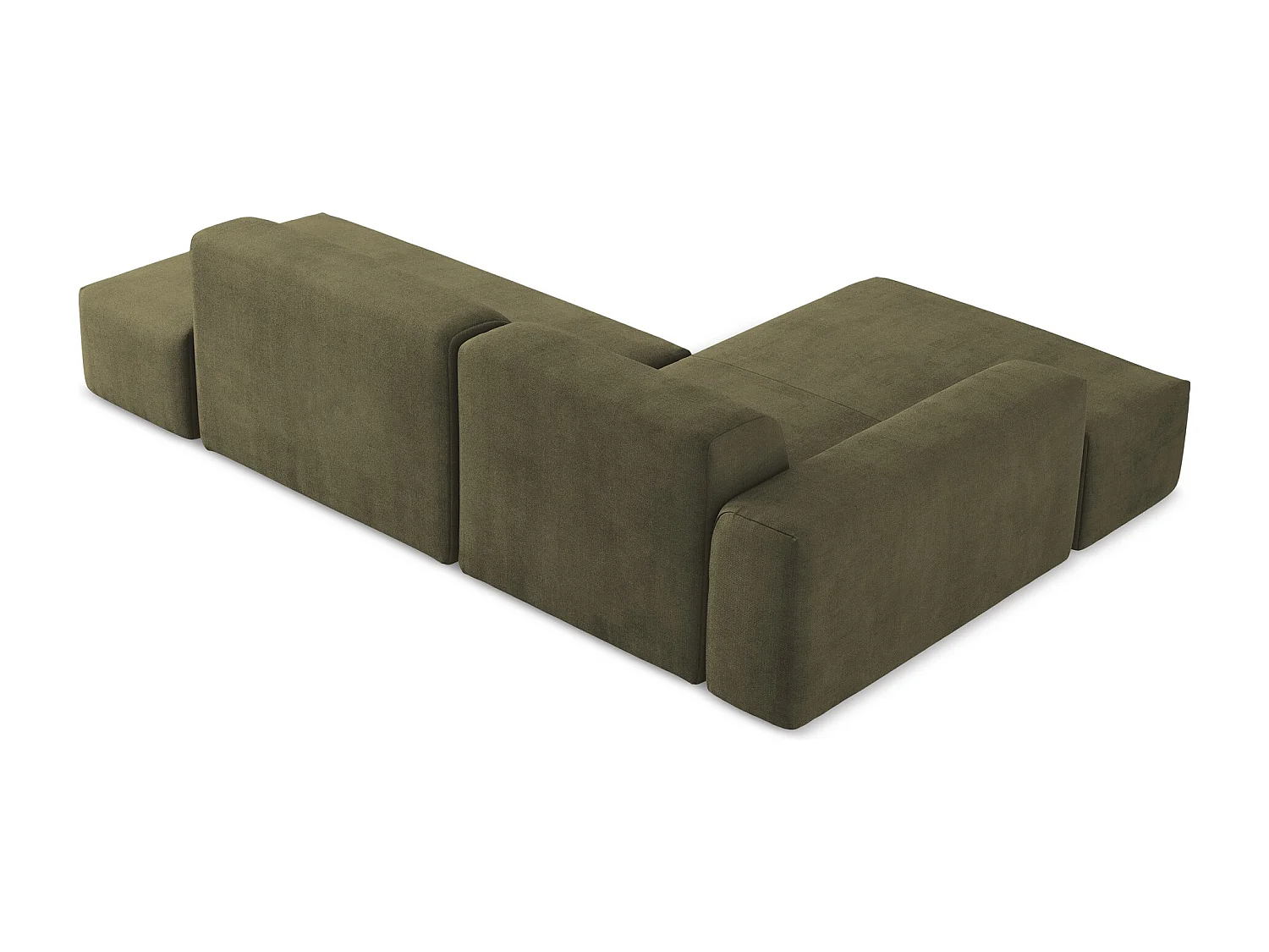 Canapé d'angle 3 places modulaire droit en tissu texturé - olive - KELI