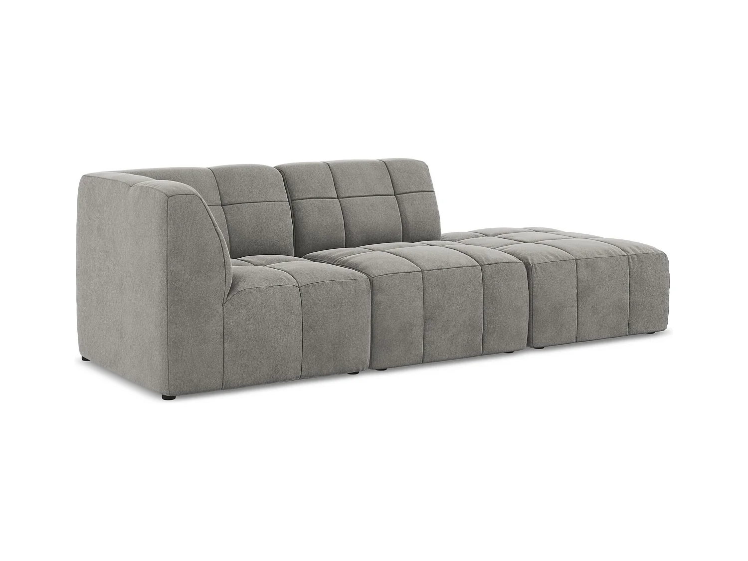 3-Sitzer Modulares Ecksofa - Ecke Rechts - Samt - Grau - ALOHA