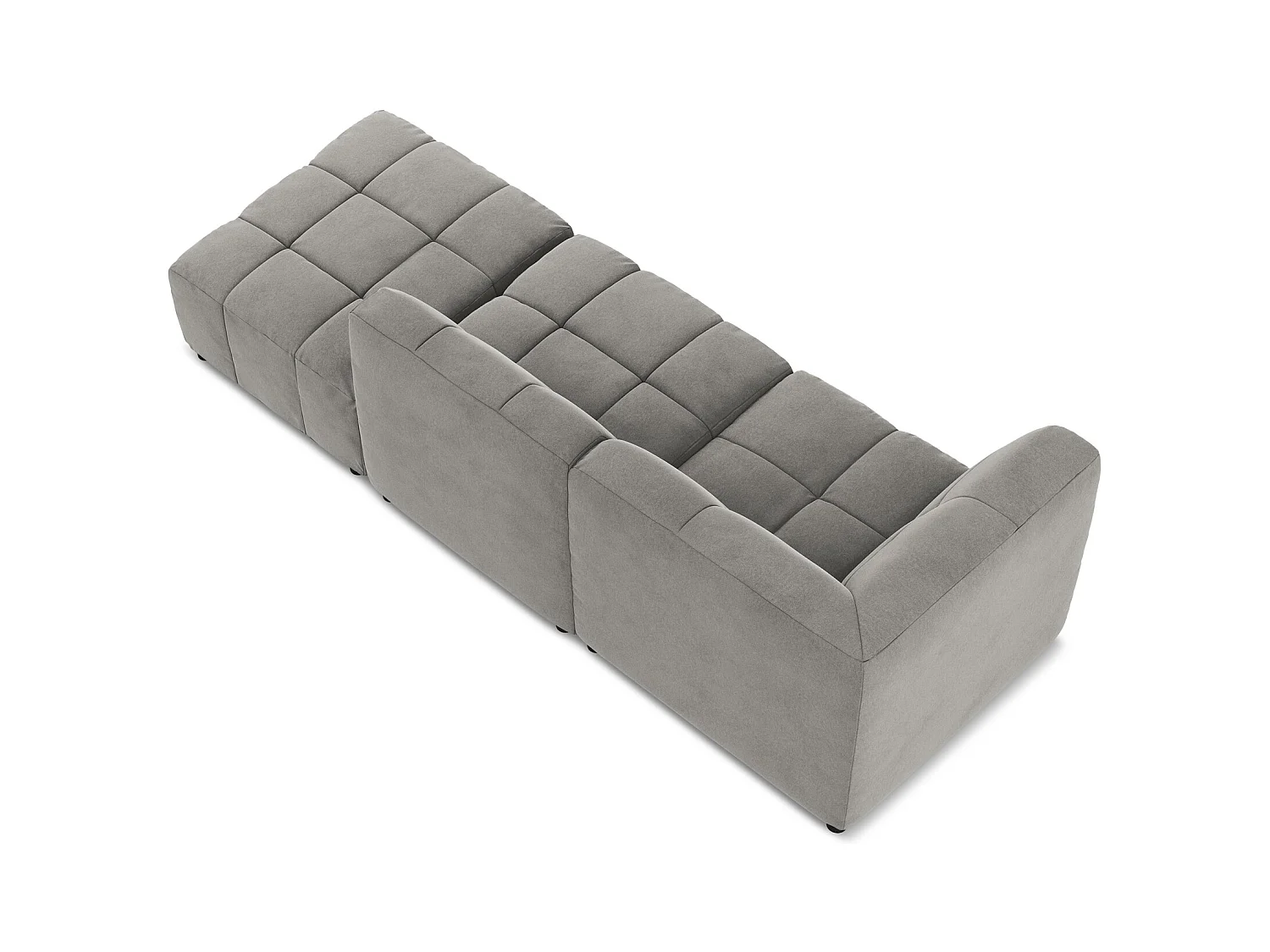 3-Sitzer Modulares Ecksofa - Ecke Rechts - Samt - Grau - ALOHA