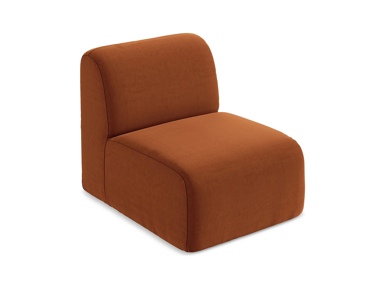 Fauteuil pour canapé modulable en velours - terre cuite - LANI