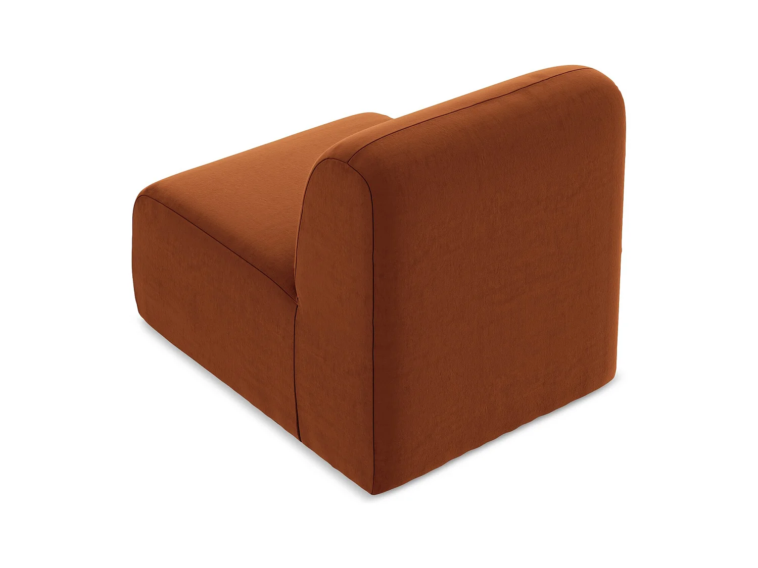Fauteuil pour canapé modulable en velours - terre cuite - LANI