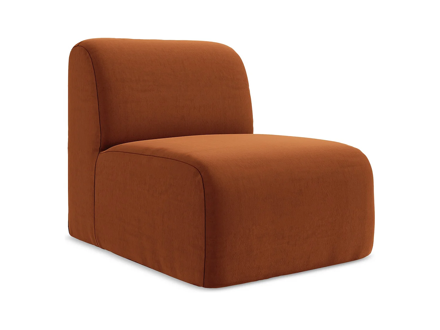 Fauteuil pour canapé modulable en velours - terre cuite - LANI