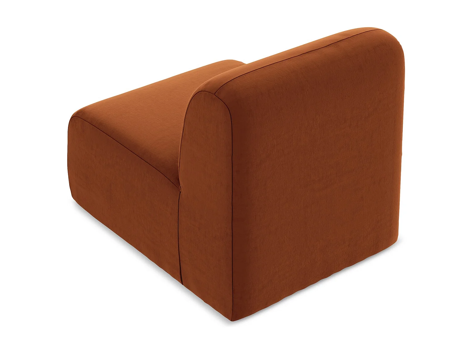 Fauteuil pour canapé modulable en velours - terre cuite - LANI