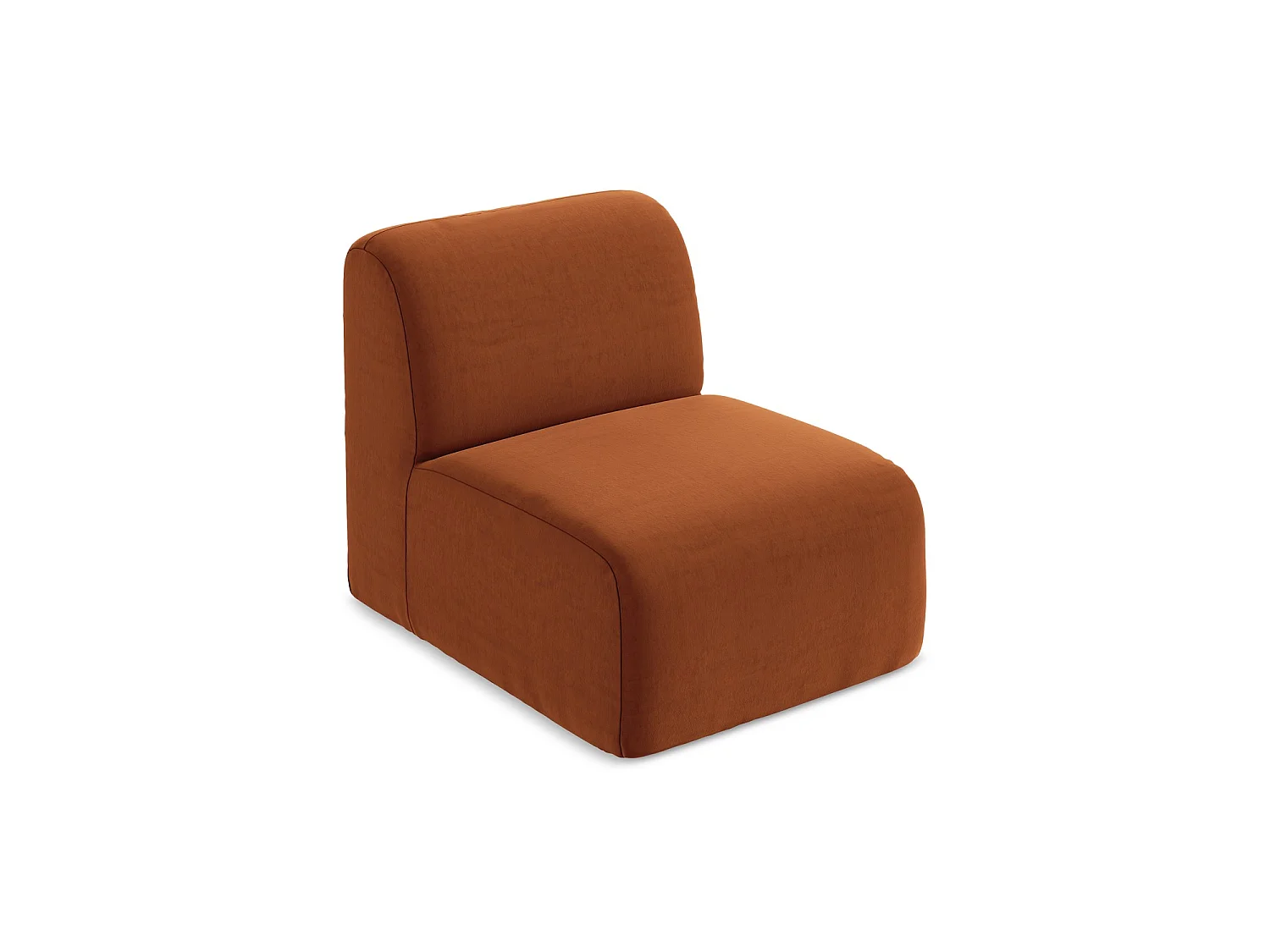 Fauteuil pour canapé modulable en velours - terre cuite - CERVO