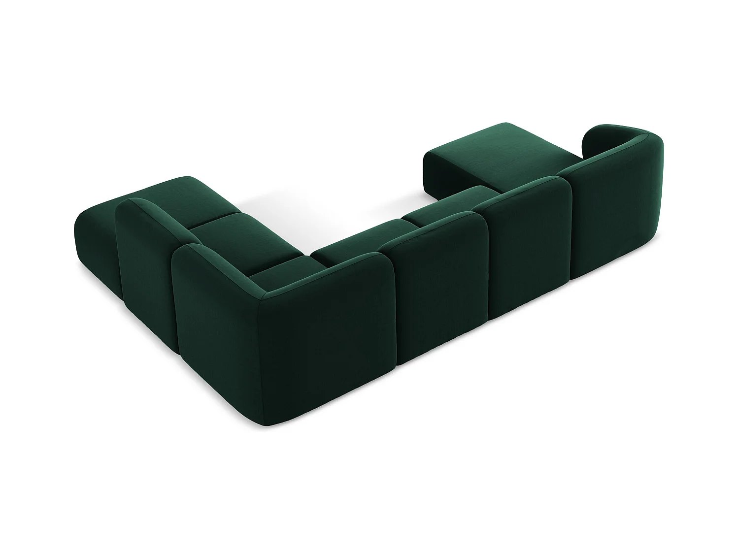 Sofa panoramiczna prawa - z tkaniny welwetowej - butelkowa zieleń - LANI