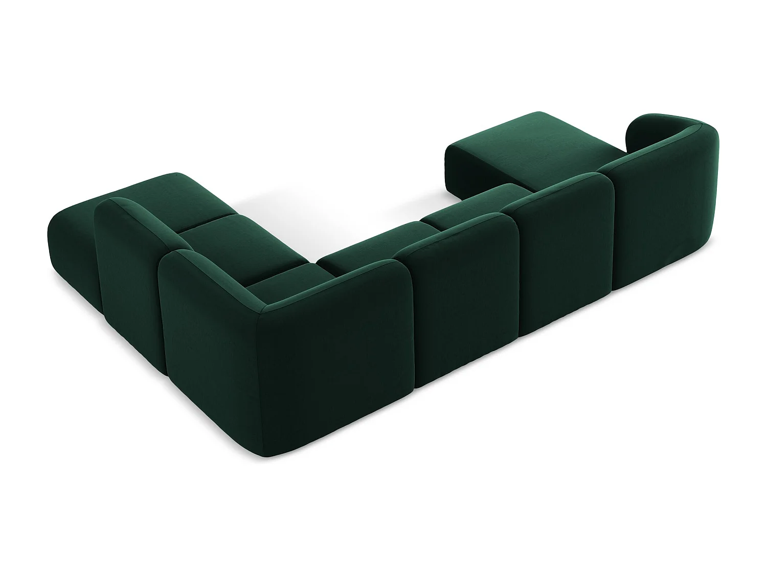 Canapé panoramique 5 places droit en velours - bouteille verte - LANI