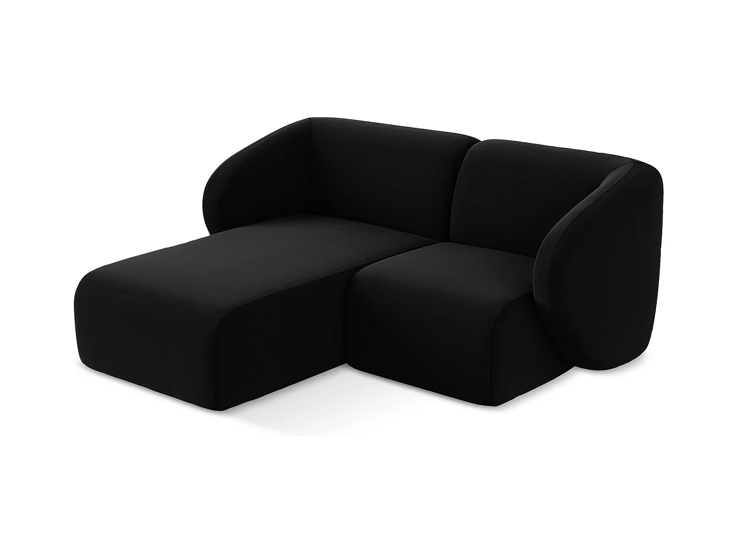 2,5-Sitzer Modulares Ecksofa - Ecke Links - Samt - Schwarz - LANI