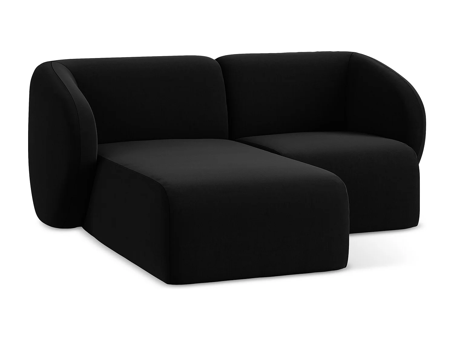 Modulaire hoekbank links van zwart velours - LANI