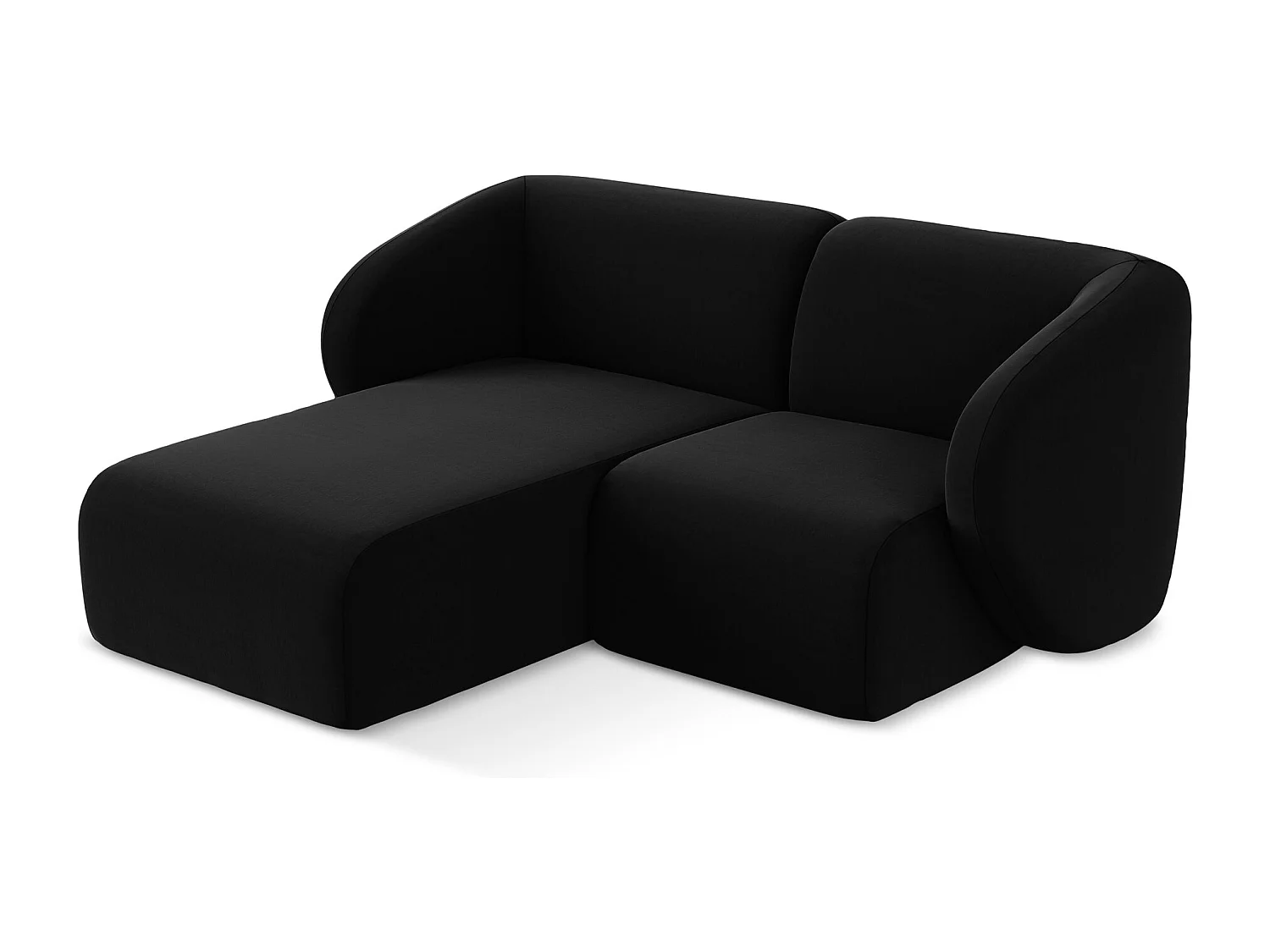 Modulaire hoekbank links van zwart velours - LANI