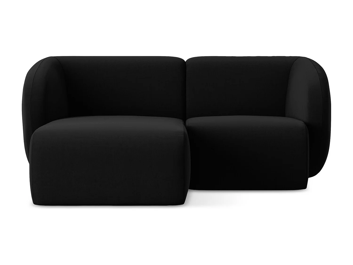 Modulaire hoekbank links van zwart velours - LANI