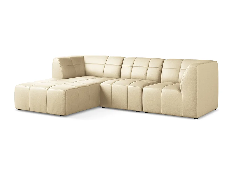 Modulaire hoekbank links van beige kunstleer - ALOHA