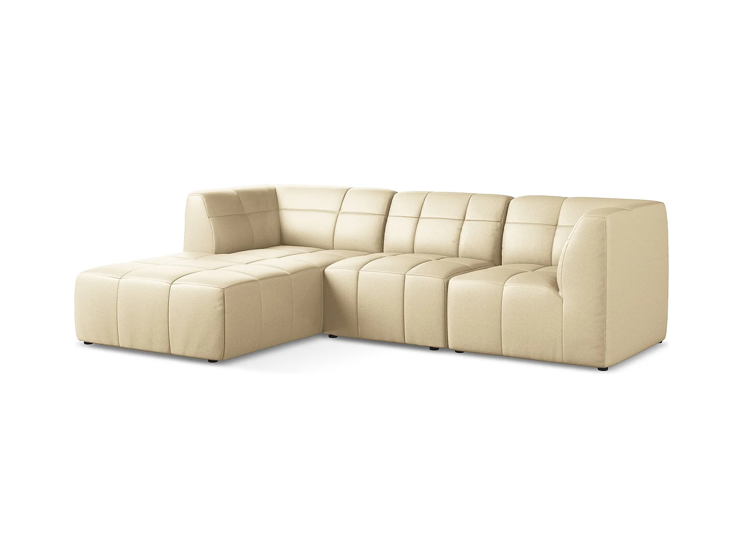 Modulaire hoekbank links van beige kunstleer - ALOHA