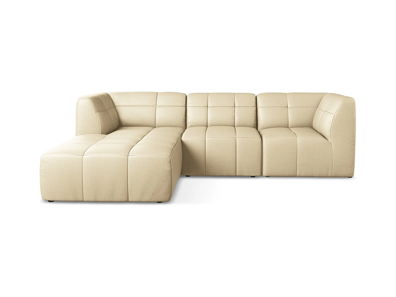 Modulaire hoekbank links van beige kunstleer - ALOHA