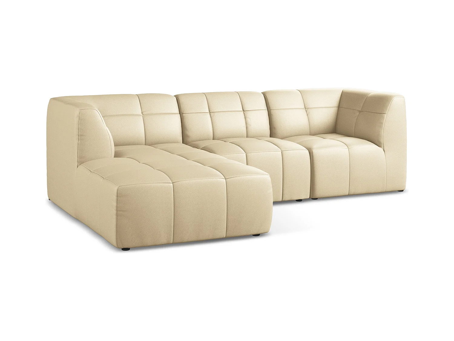 Modulaire hoekbank links van beige kunstleer - ALOHA