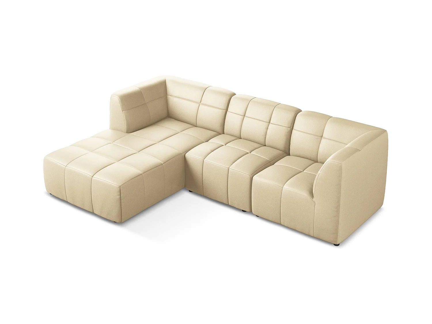 Modulaire hoekbank links van beige kunstleer - ALOHA