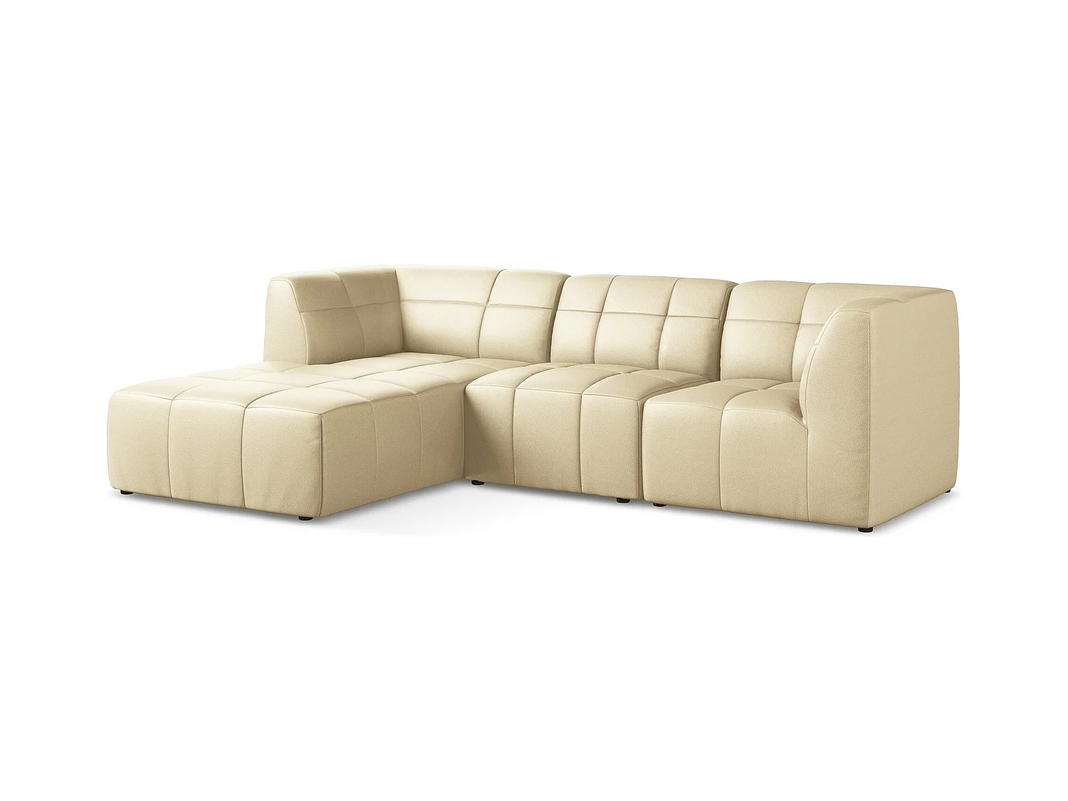 3-Sitzer Modulares Ecksofa - Ecke Links - Kunstleder - Beige - ALOHA