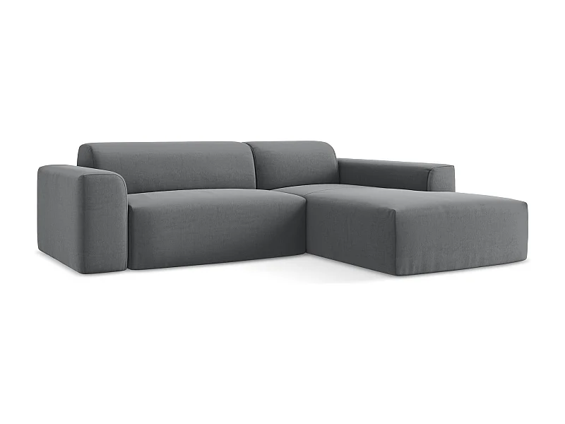 3-Sitzer Modulares Ecksofa - Ecke Rechts - Samt - Stahl - KELI