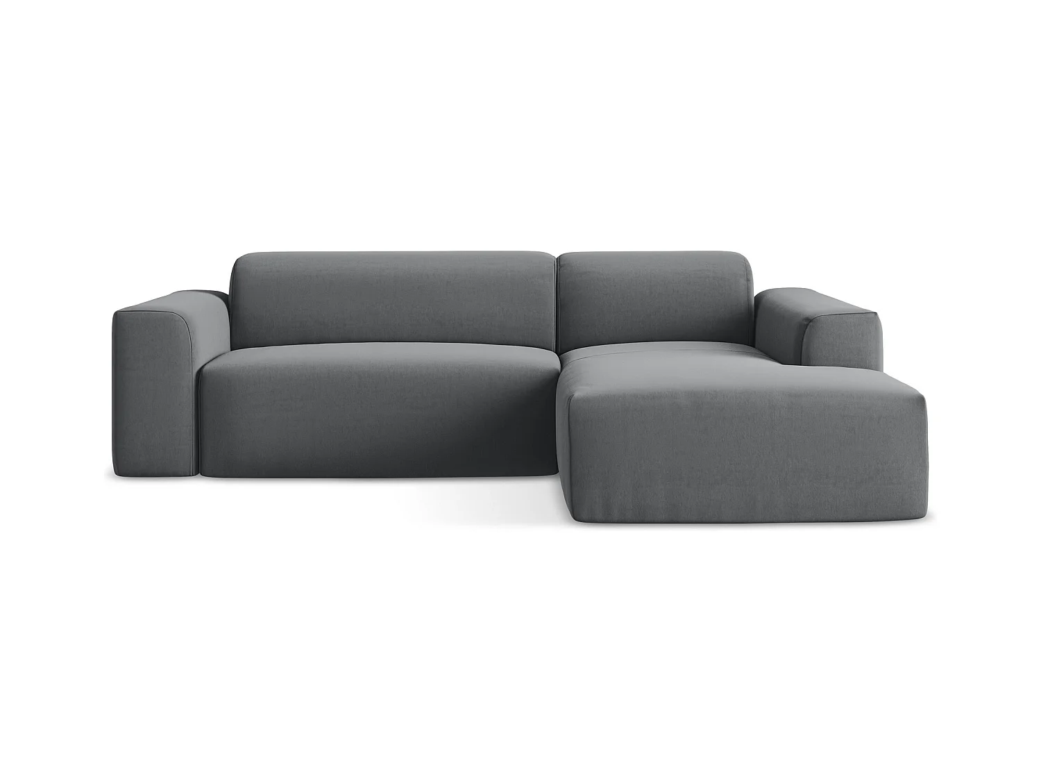 Narożnik prawostronny - z tkaniny welwetowej - stalowy - KELI