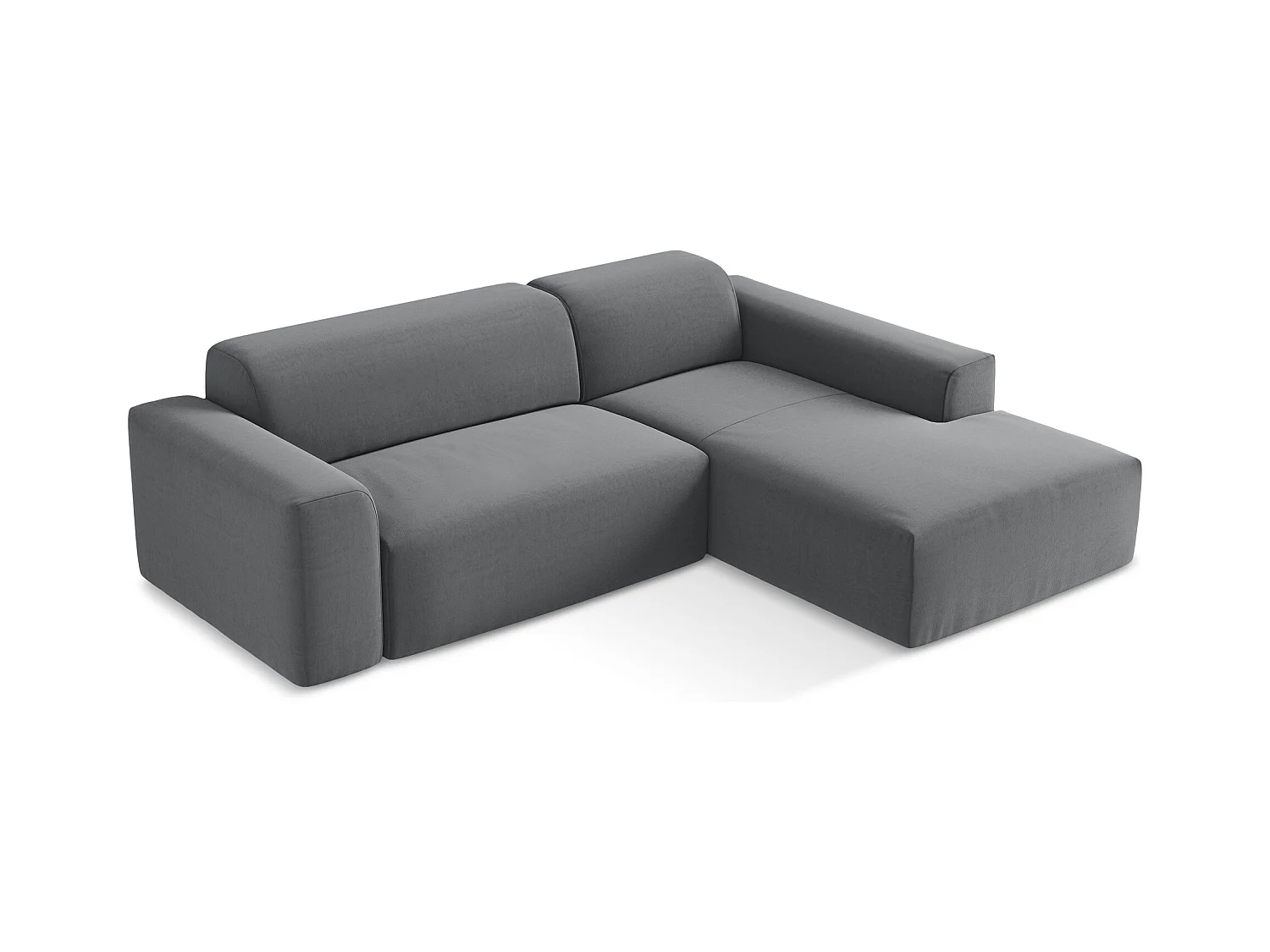 Narożnik prawostronny - z tkaniny welwetowej - stalowy - KELI