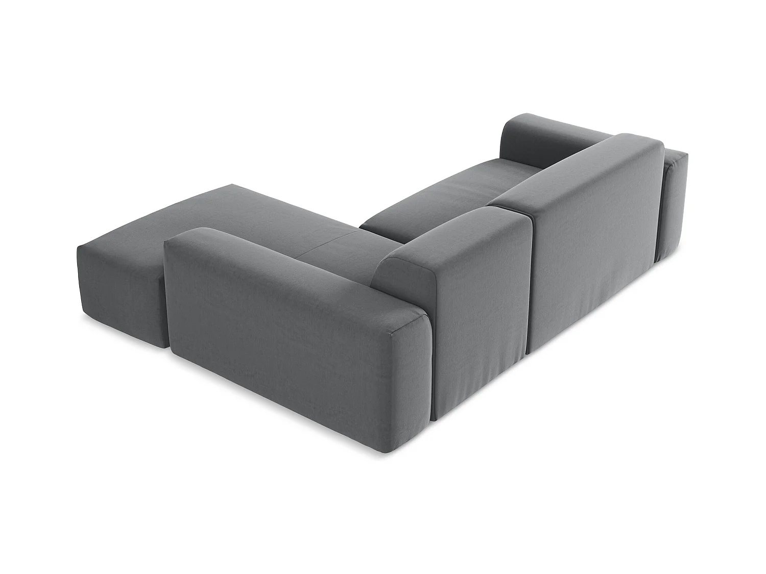 Narożnik prawostronny - z tkaniny welwetowej - stalowy - KELI