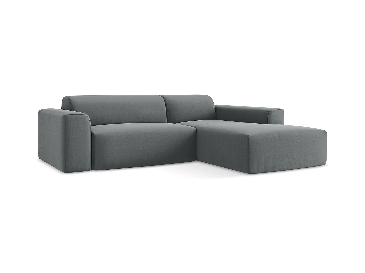 3-Sitzer Modulares Ecksofa - Ecke Rechts - Samt - Stahl - KELI