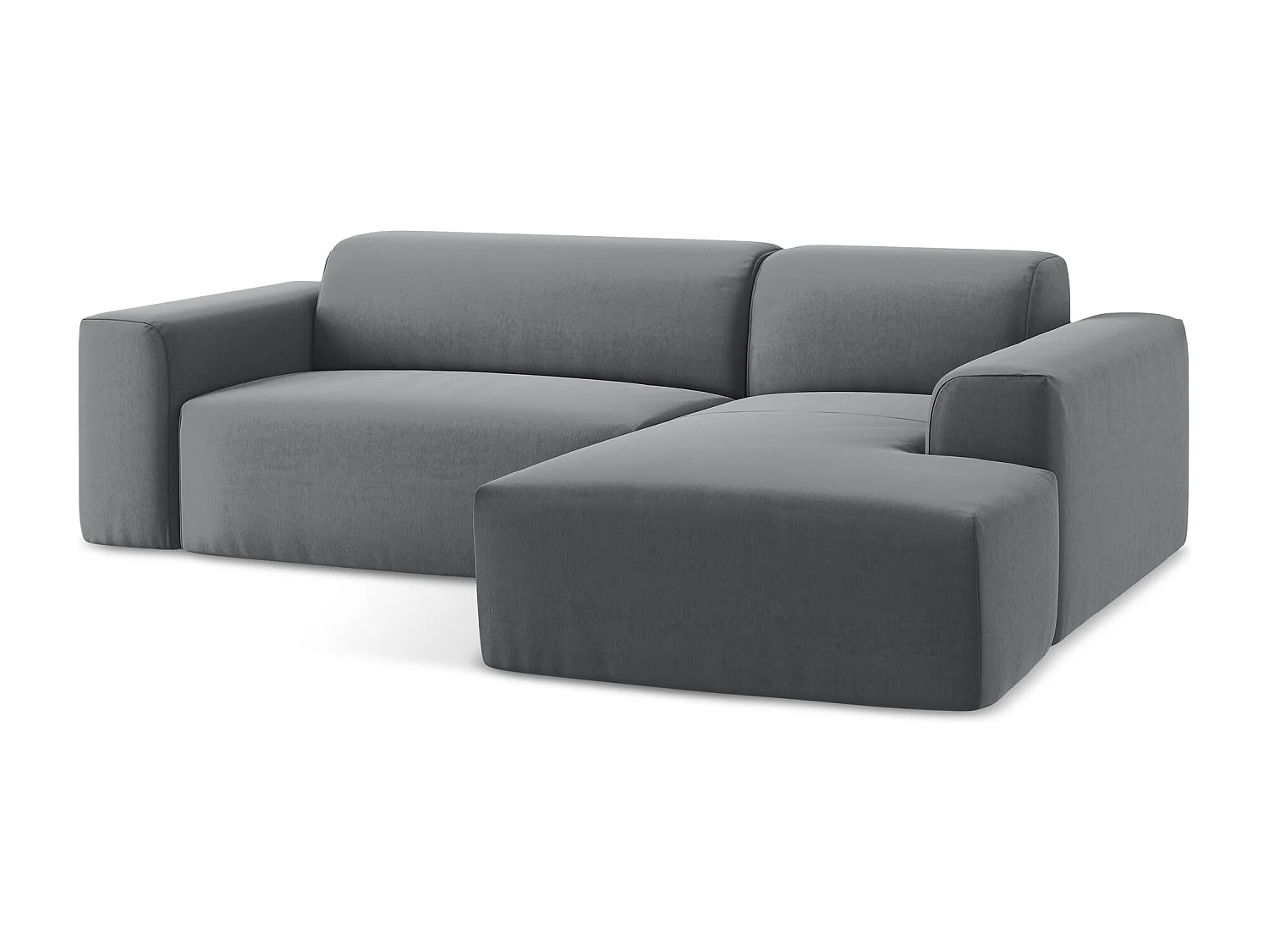 Canapé d'angle 3 places modulaire droit en velours - acier - KELI