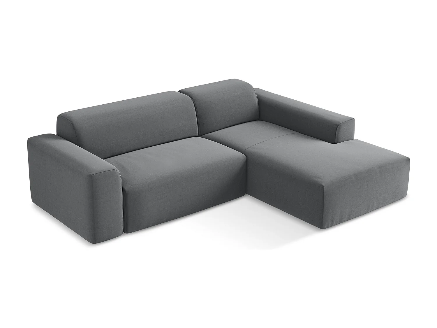 Canapé d'angle 3 places modulaire droit en velours - acier - KELI