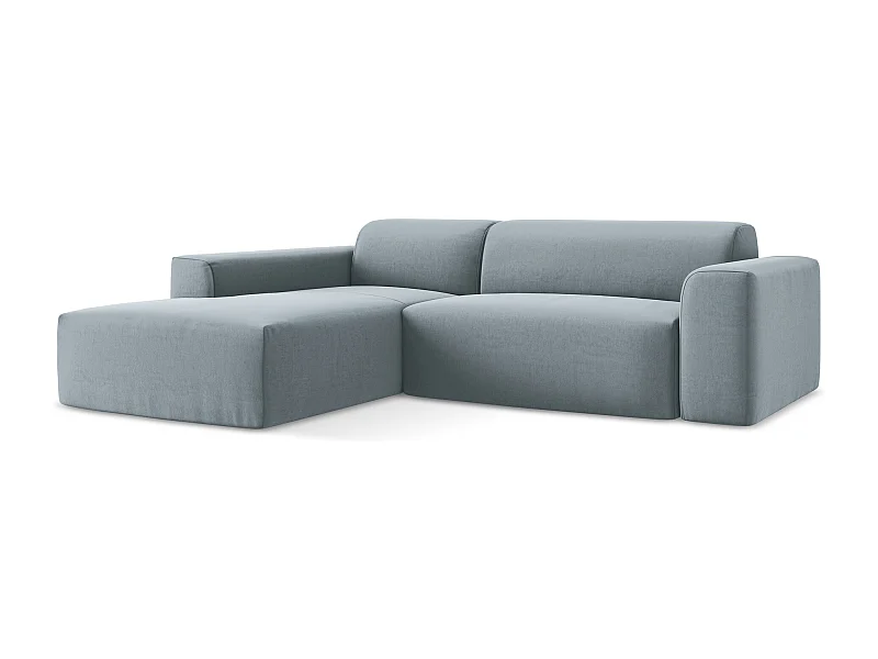 Modulaire hoekbank links van lichtblauw velours - KELI