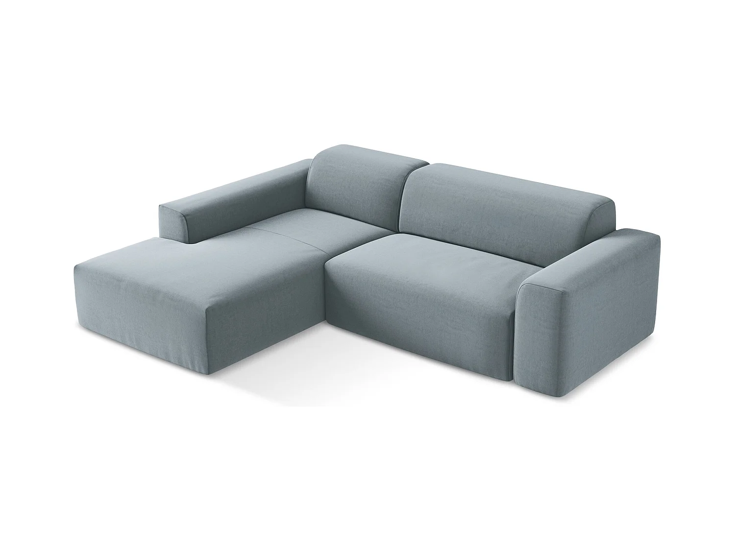 3-Sitzer Modulares Ecksofa - Ecke Links - Samt - Hellblau - KELI