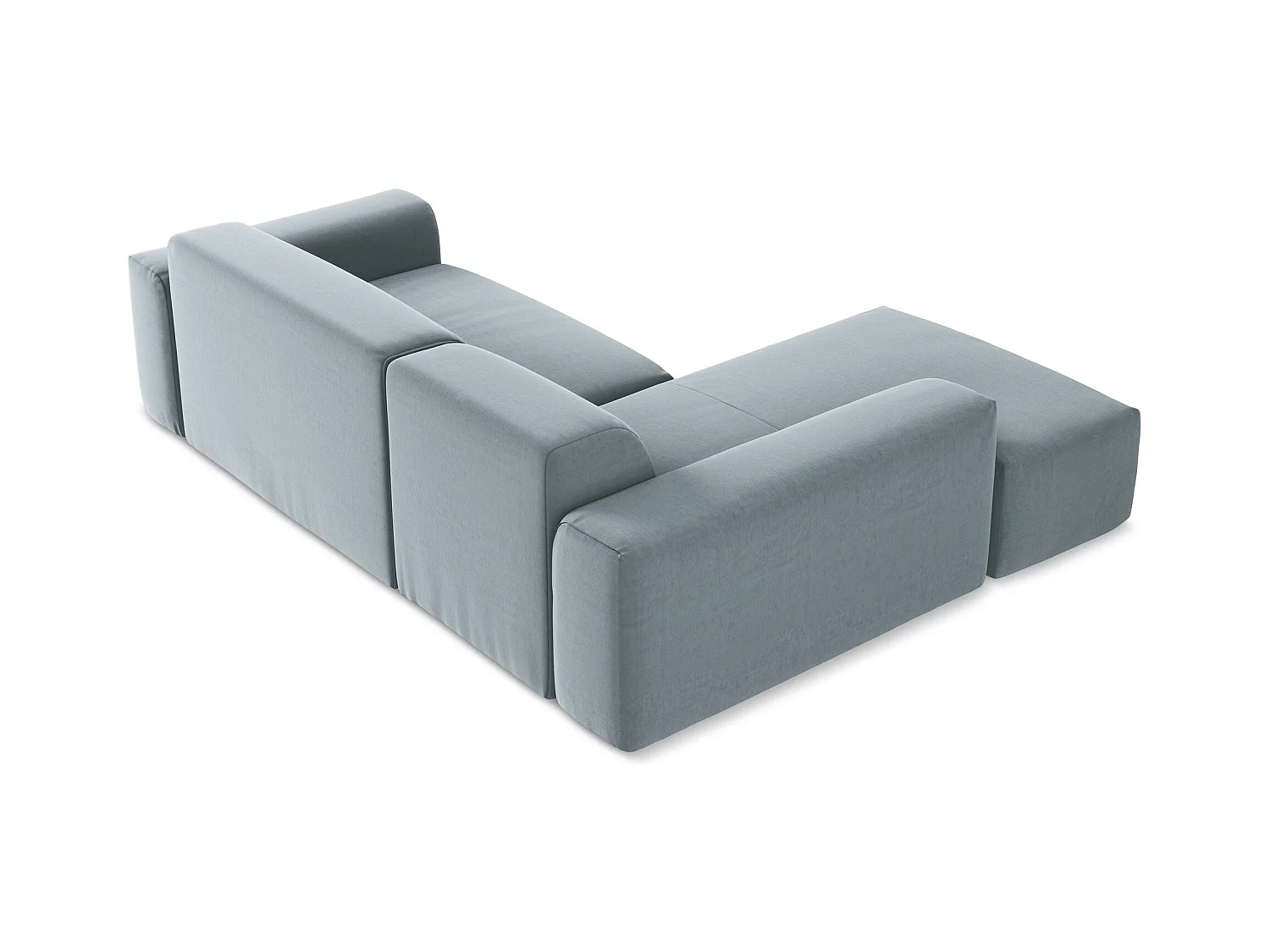3-Sitzer Modulares Ecksofa - Ecke Links - Samt - Hellblau - KELI