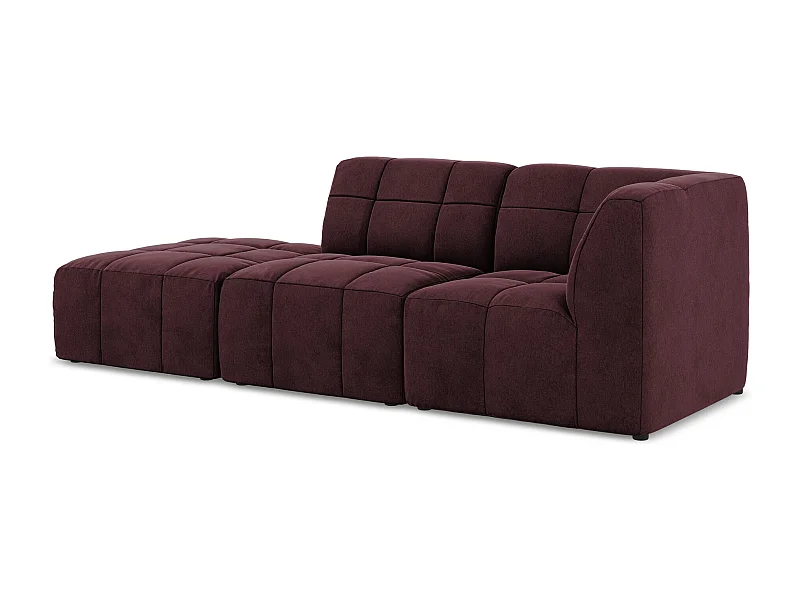 3-Sitzer Modulares Ecksofa - Ecke Links - Samt - Burgund - ALOHA
