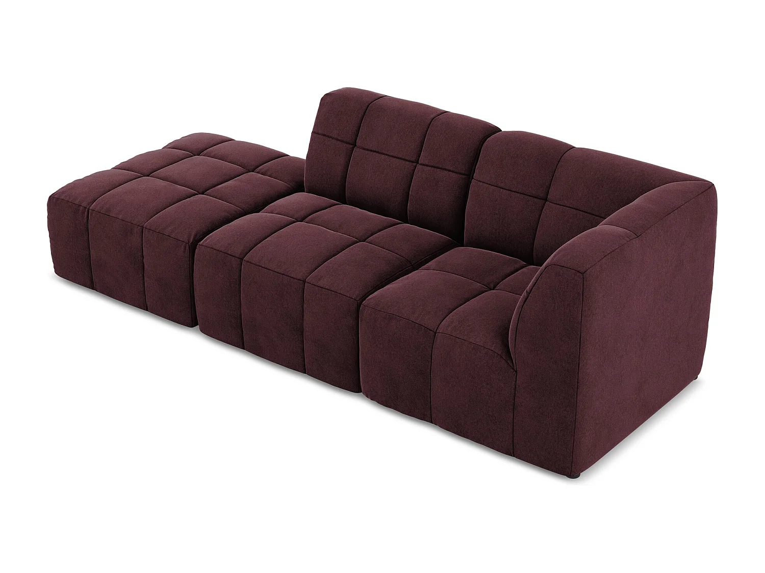 Canapé d'angle 3 places modulaire gauche en velours - bourgogne - ALOHA
