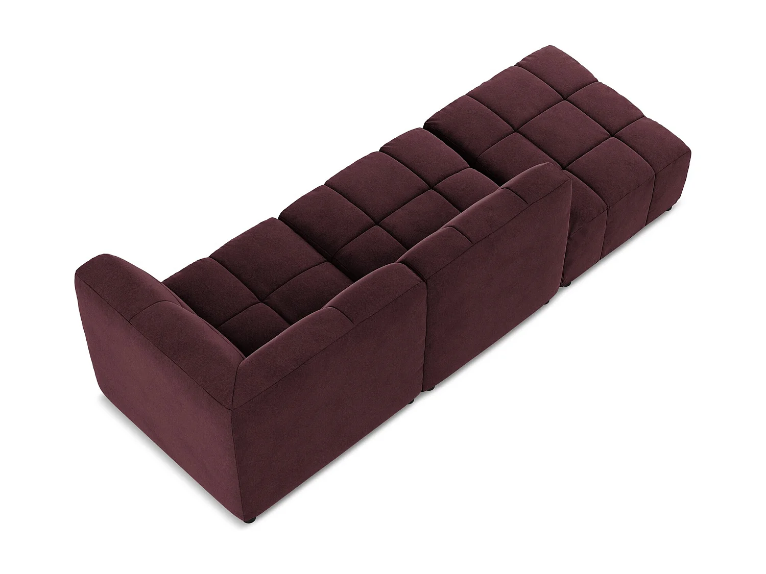 Canapé d'angle 3 places modulaire gauche en velours - bourgogne - ALOHA