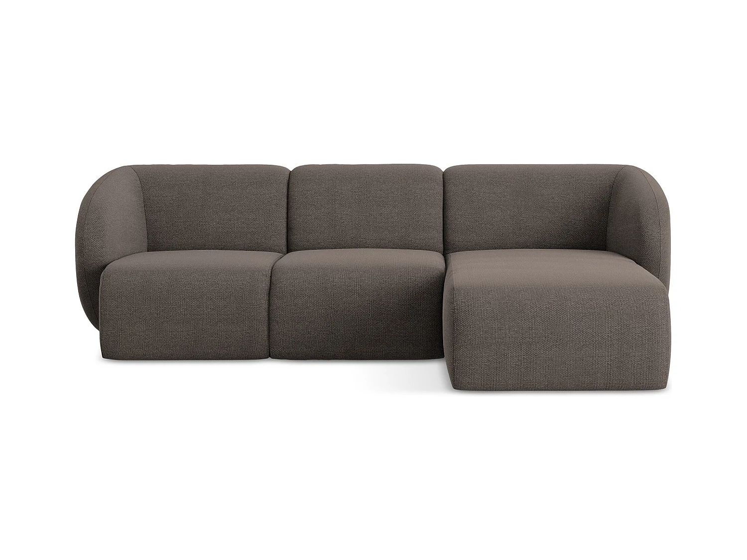 Modulaire hoekbank rechts van chocolade bouclé - LANI