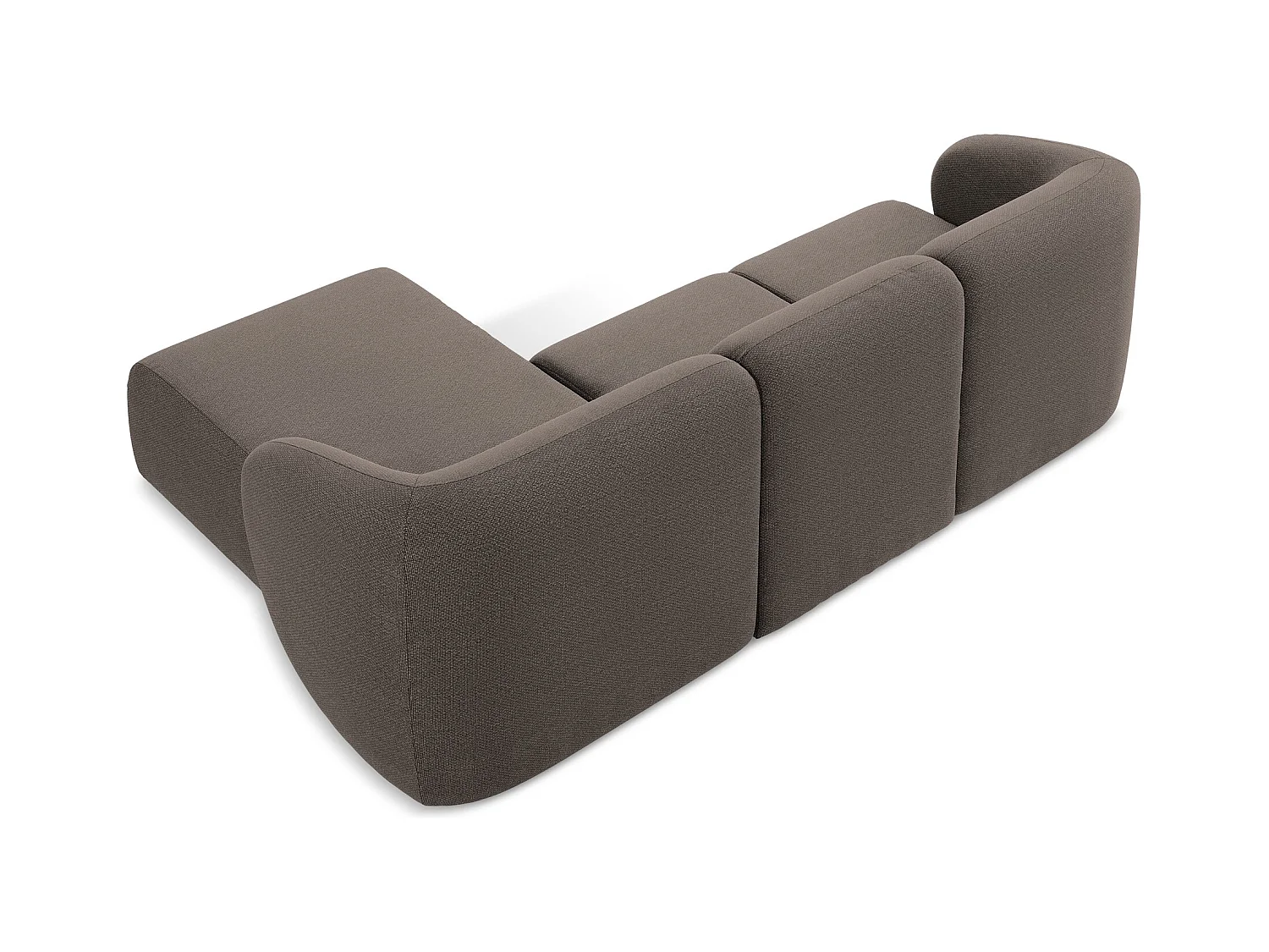 Modulaire hoekbank rechts van chocolade bouclé - LANI