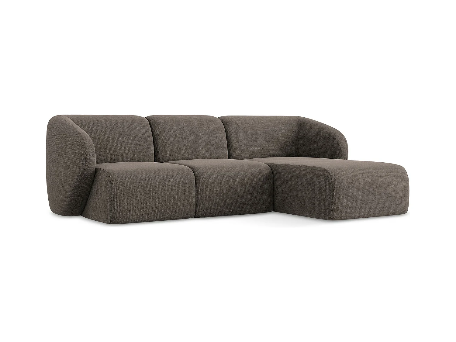 3-Sitzer Modulares Ecksofa - Ecke Rechts - Bouclé - Schokolade - LANI
