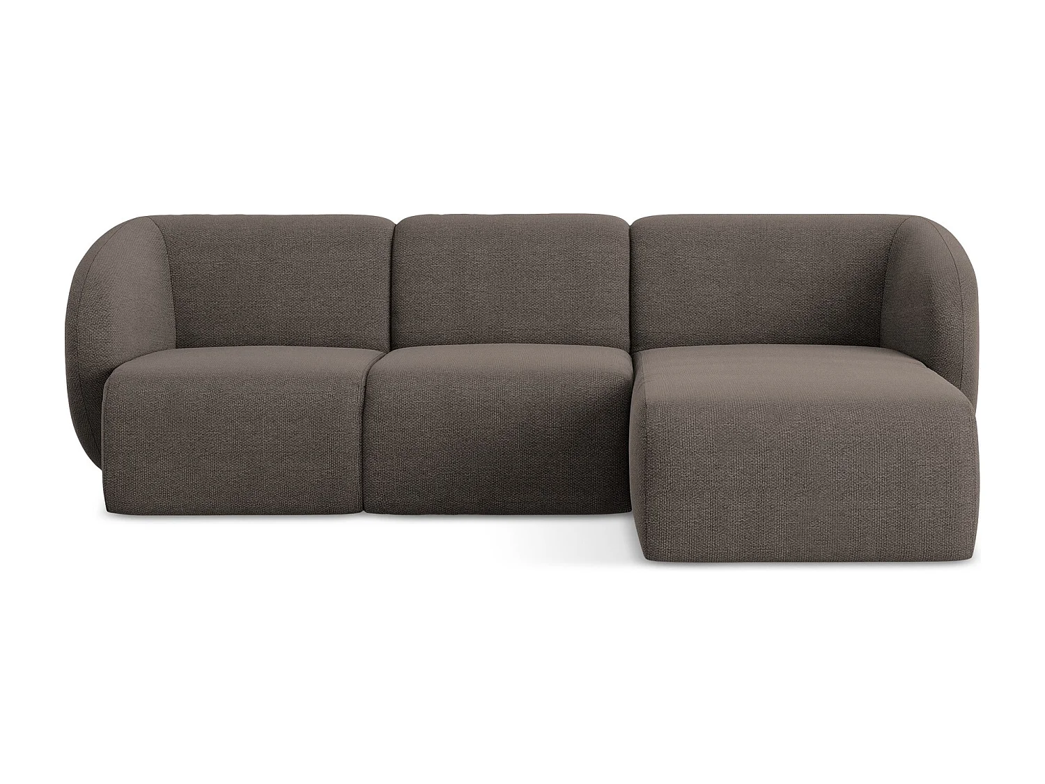 Modulaire hoekbank rechts van chocolade bouclé - LANI