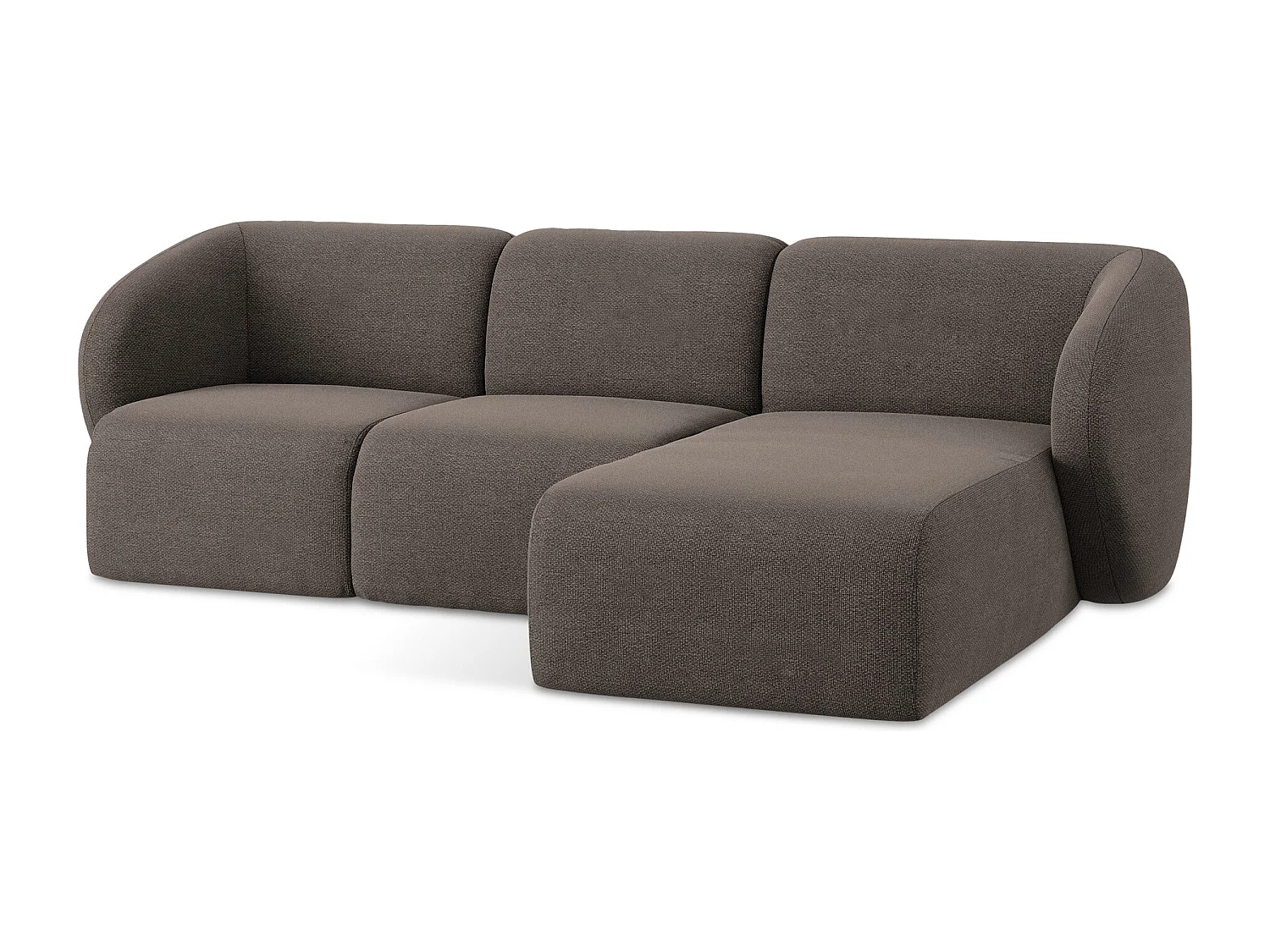 Modulaire hoekbank rechts van chocolade bouclé - LANI