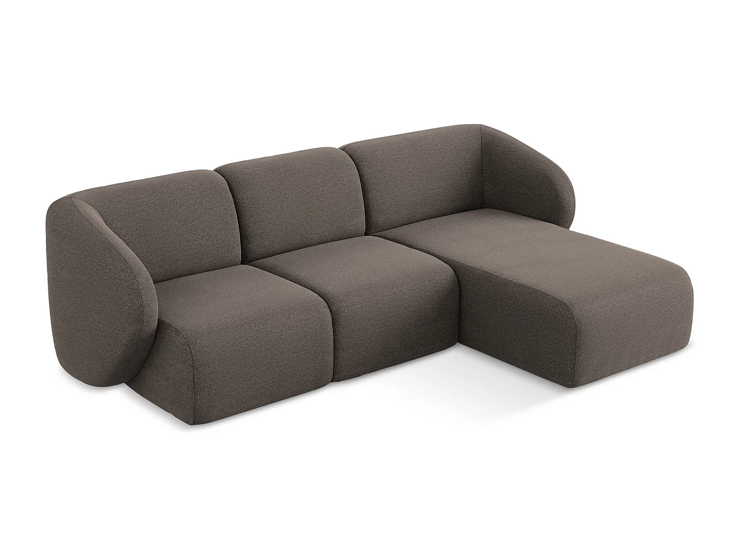 Canapé d'angle 3 places modulaire droit en tissu bouclette - choolat - LANI