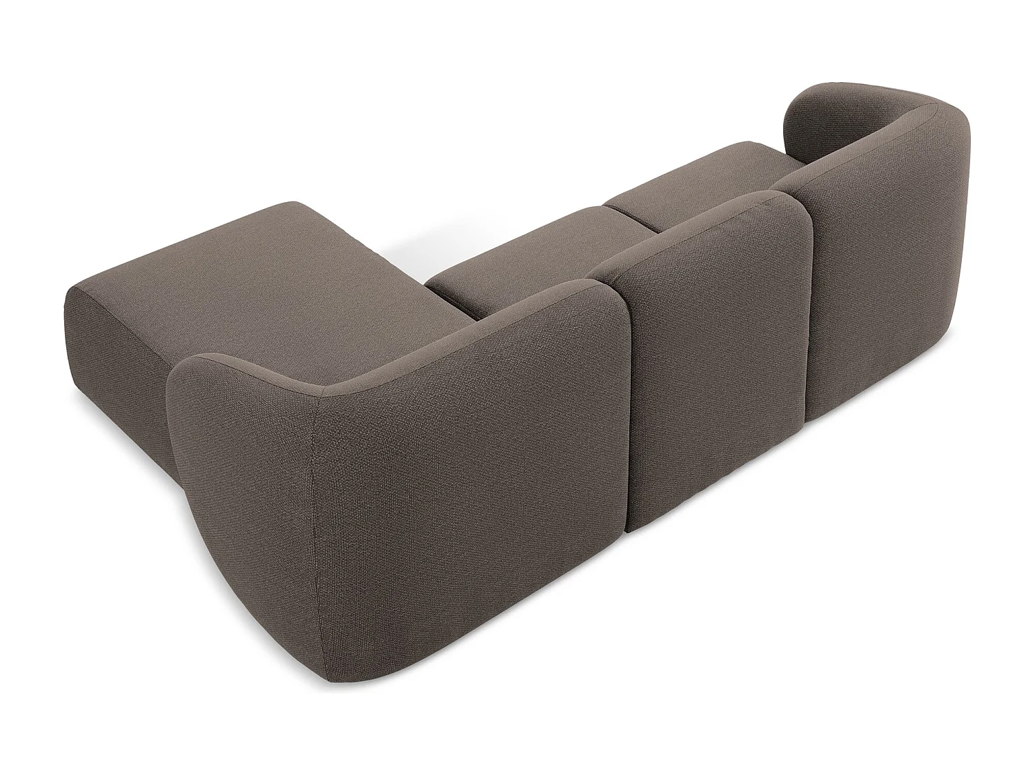 Canapé d'angle 3 places modulaire droit en tissu bouclette - choolat - LANI