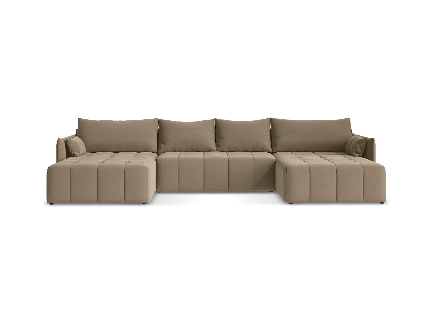 Panoramische hoekbank van donkerbeige velours - MOKU