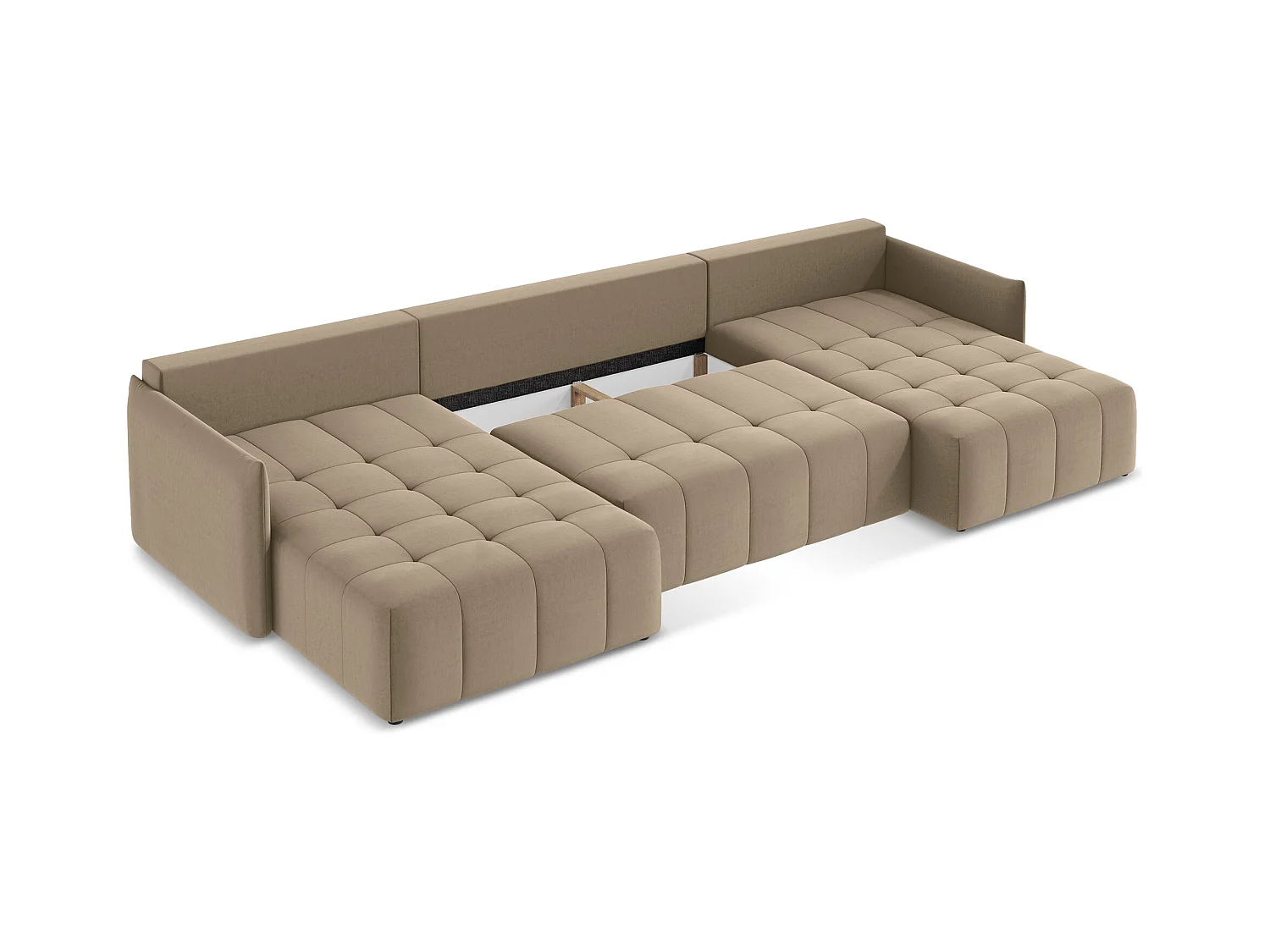 Panoramische hoekbank van donkerbeige velours - MOKU