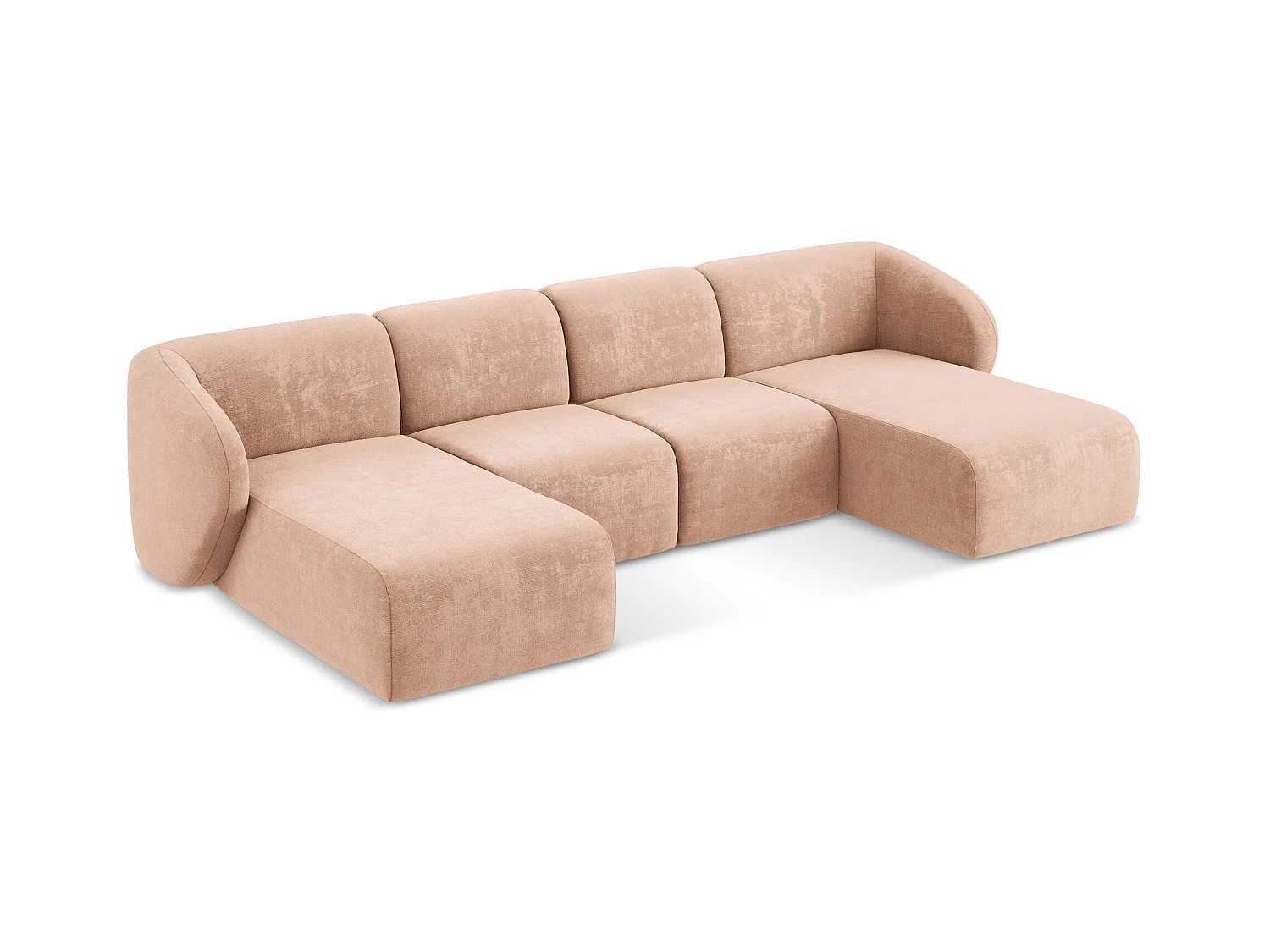 Sofá panorámico 4 plazas de tela chenilla durazno - LANI